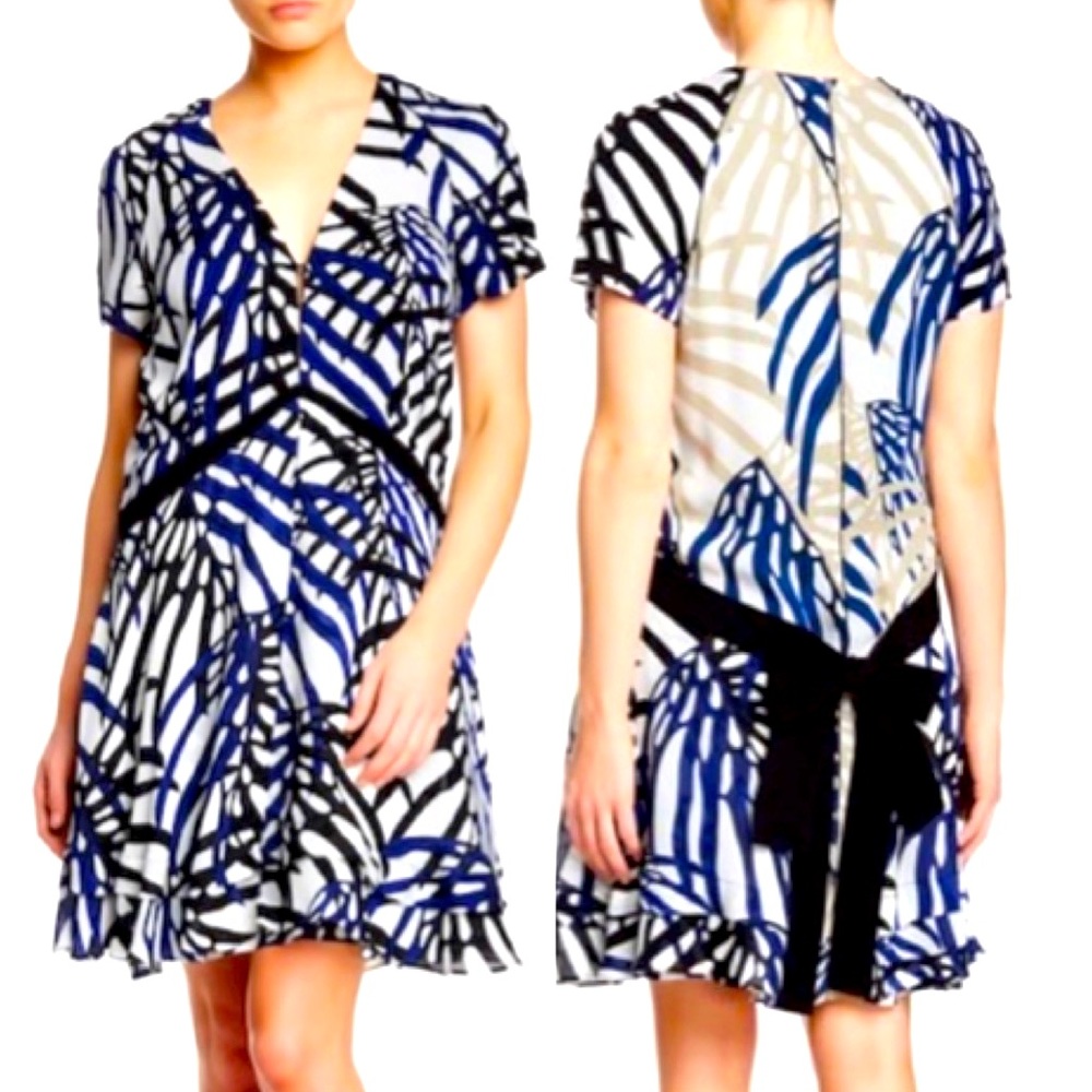 PROENZA SCHOULER Palm print silk minidress